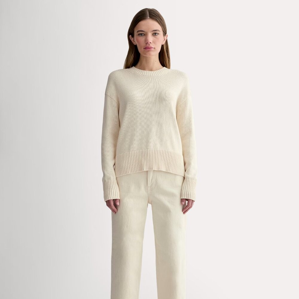Everlane, The Boxy Sweater in Everyday Cotton, Canvas, XXS